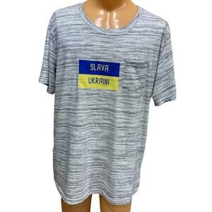 Upcycled 2XL Hand Printed Ukraine Flag Slava Ukraini Artist Fundraiser Tee